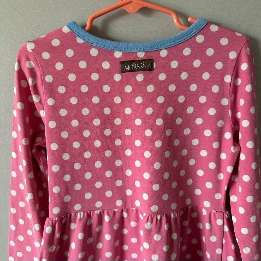 Matilda Jane Make Believe Collecting Leaves Lap Dress Size 6 Pink Polka Dot